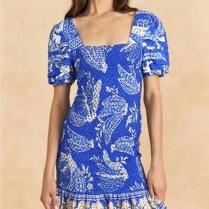 FARM Rio Blue Lace Banana Mini Dress